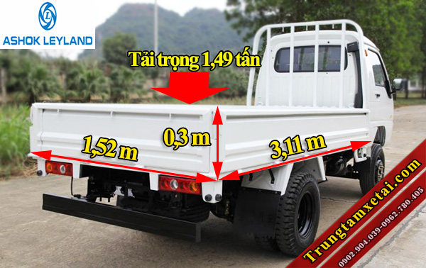 Kích thước thùng xe tải VEAM VT160 1.5 tấn thùng lửng-trungtamxetai.com
